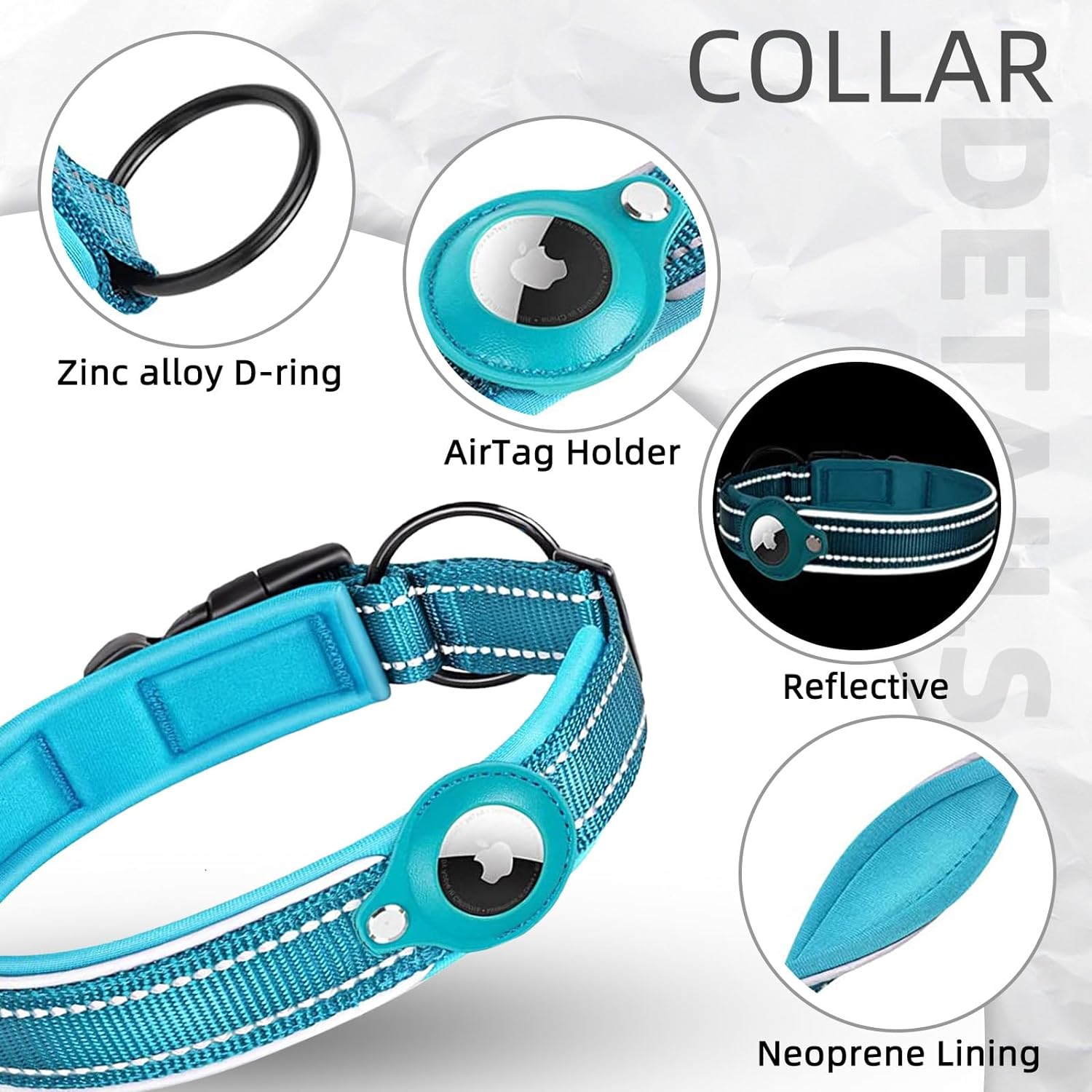 AirTag Dog Collar with Secure Mounting & Reflective Stitching | Adjustable Fit for Enhanced Safety 1