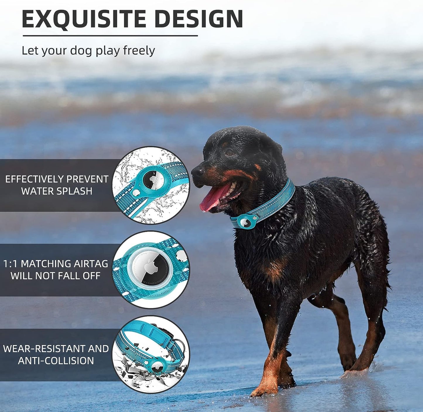 AirTag Dog Collar with Secure Mounting & Reflective Stitching | Adjustable Fit for Enhanced Safety 3