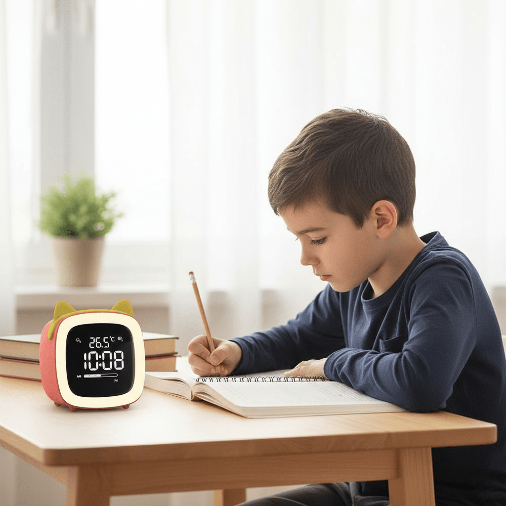 BunnyGlow | Digital Alarm Clock with Adjustable Brightness & Timer | Cute Night Light for Kids 3