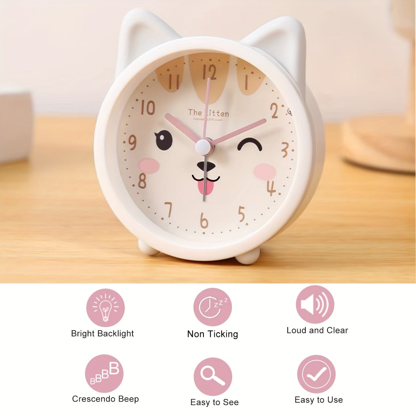 Cozy Bunny | Silent Children's Alarm Clock with Night Light | Compact Design for Peaceful Sleep 2