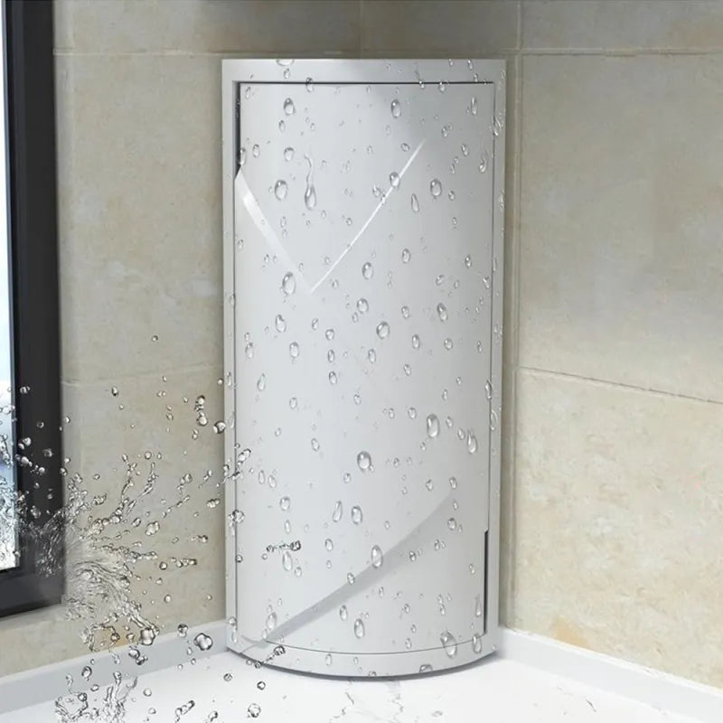 Elegant Corner Bathroom Storage Cabinet with Transparent Shelving | Maximize Space and Style for Effortless Organization 1