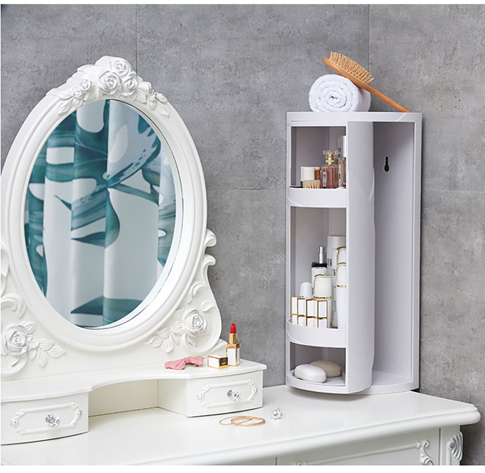 Elegant Corner Bathroom Storage Cabinet with Transparent Shelving | Maximize Space and Style for Effortless Organization 3
