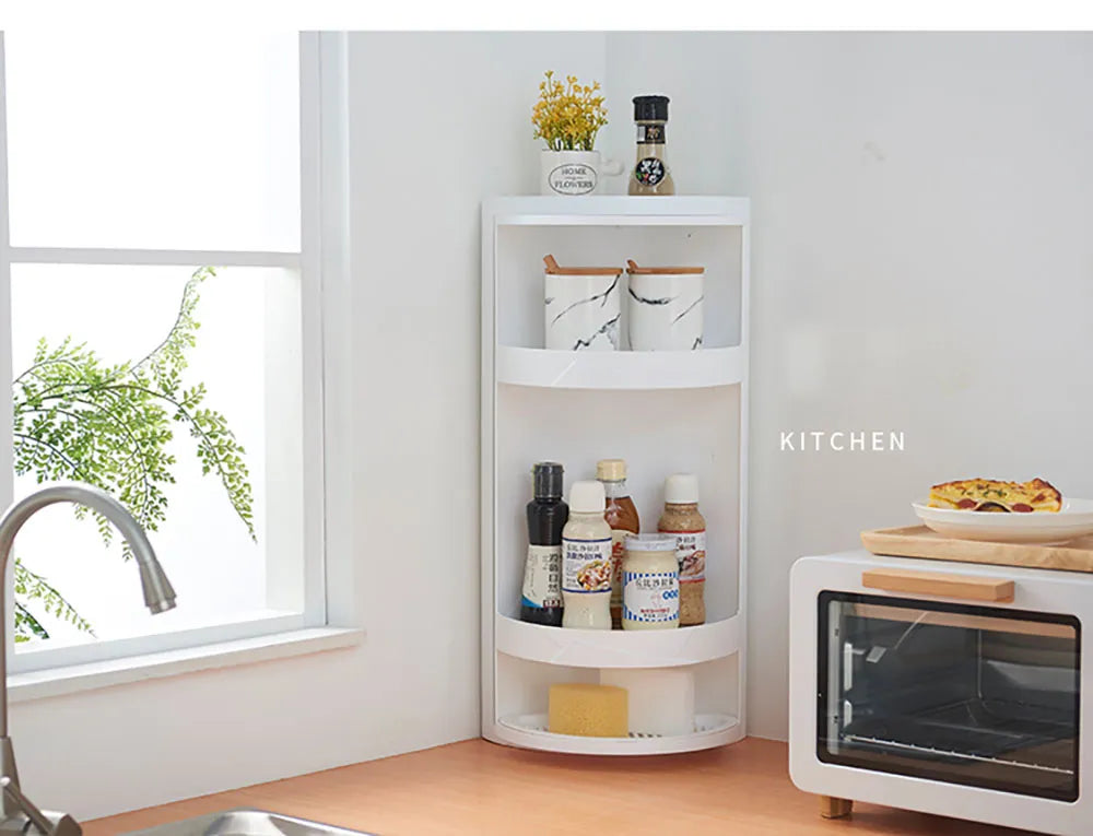 Elegant Corner Bathroom Storage Cabinet with Transparent Shelving | Maximize Space and Style for Effortless Organization 4
