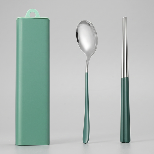 Eco Travel | Cutlery Set with Stainless Steel Utensils & Compact Case | Sustainable Dining Solution for On-the-Go Meals