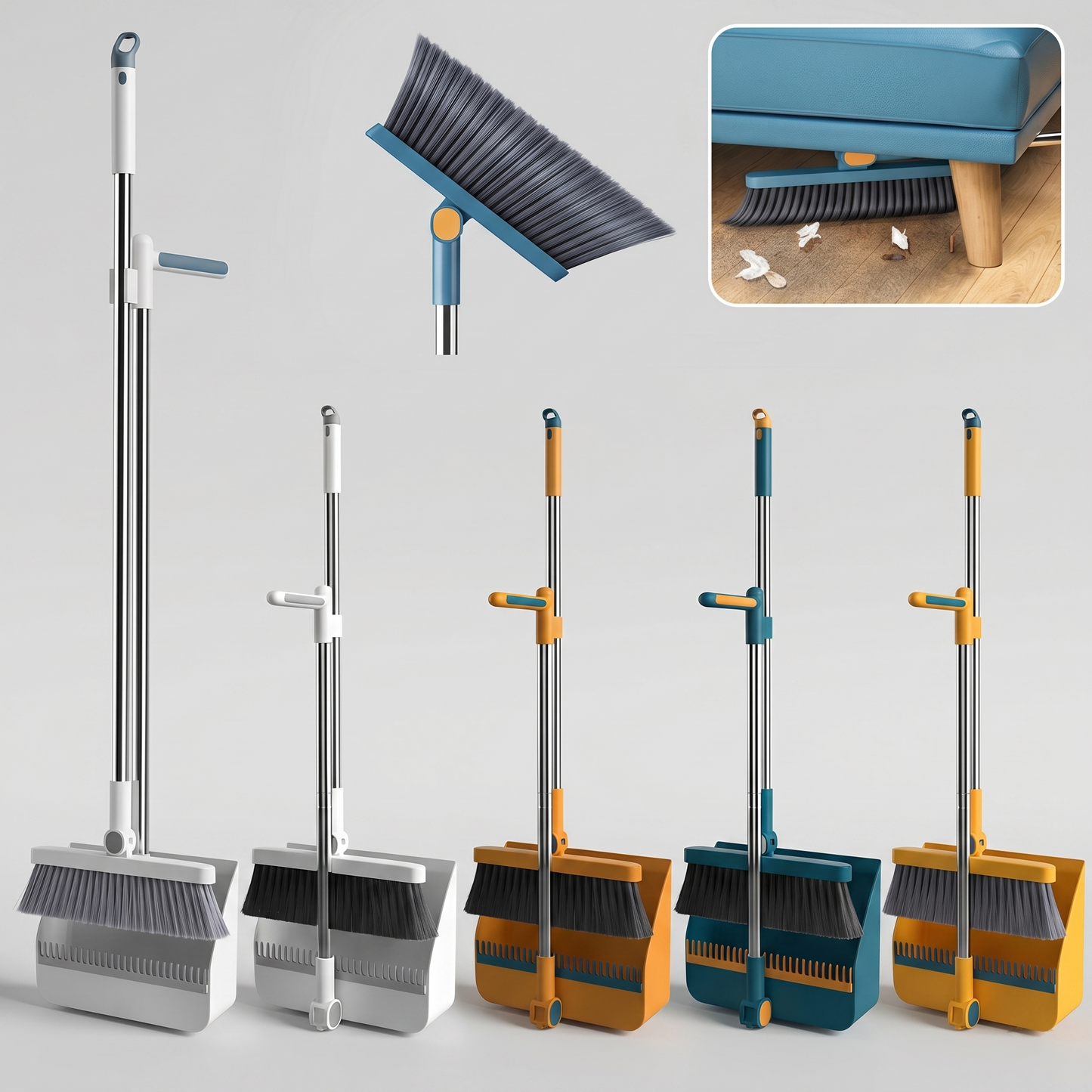 Magnetic Broom and Dustpan Set with Extended Handle for Effortless Cleaning