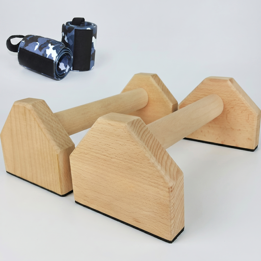 Wooden Push-Up Bars with Non-Slip Grip | Ergonomic Stands for Enhanced Stability