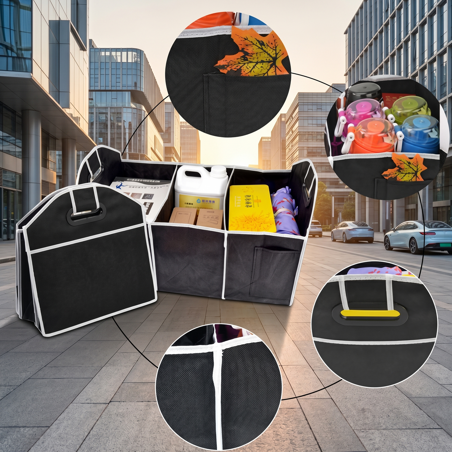 Car Boot Organiser | Durable Storage Box with Collapsible Design | Tidy Vehicle Solution for Efficient Space Management