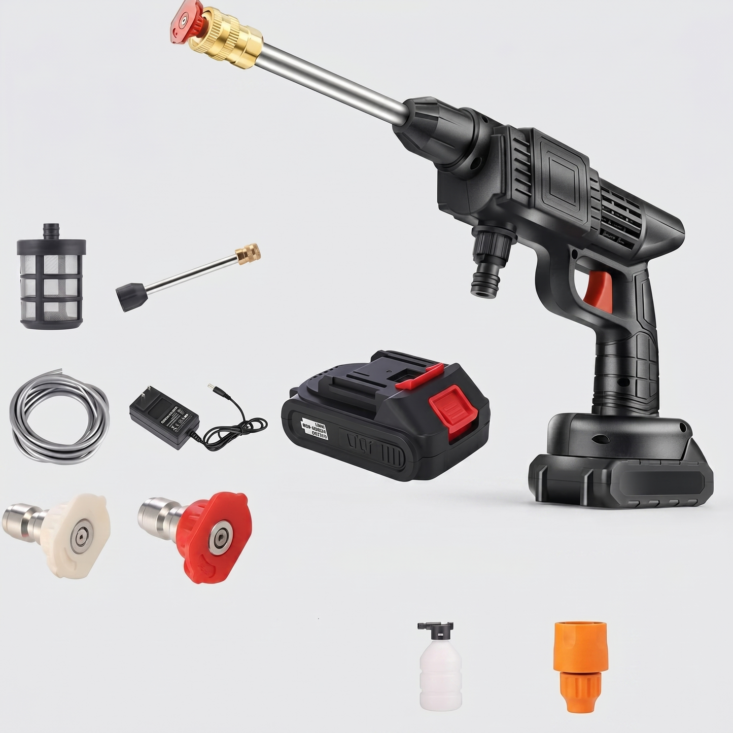 Portable High Pressure Spray Water Gun with Interchangeable Nozzles | Cordless Design for Effortless Outdoor Cleaning
