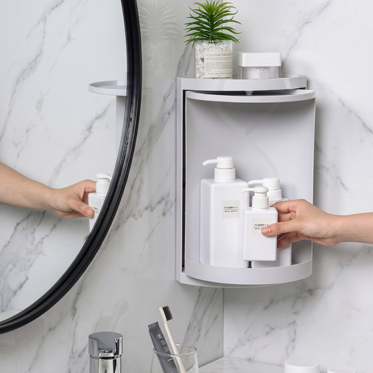Elegant Corner Bathroom Storage Cabinet with Transparent Shelving | Maximize Space and Style for Effortless Organization