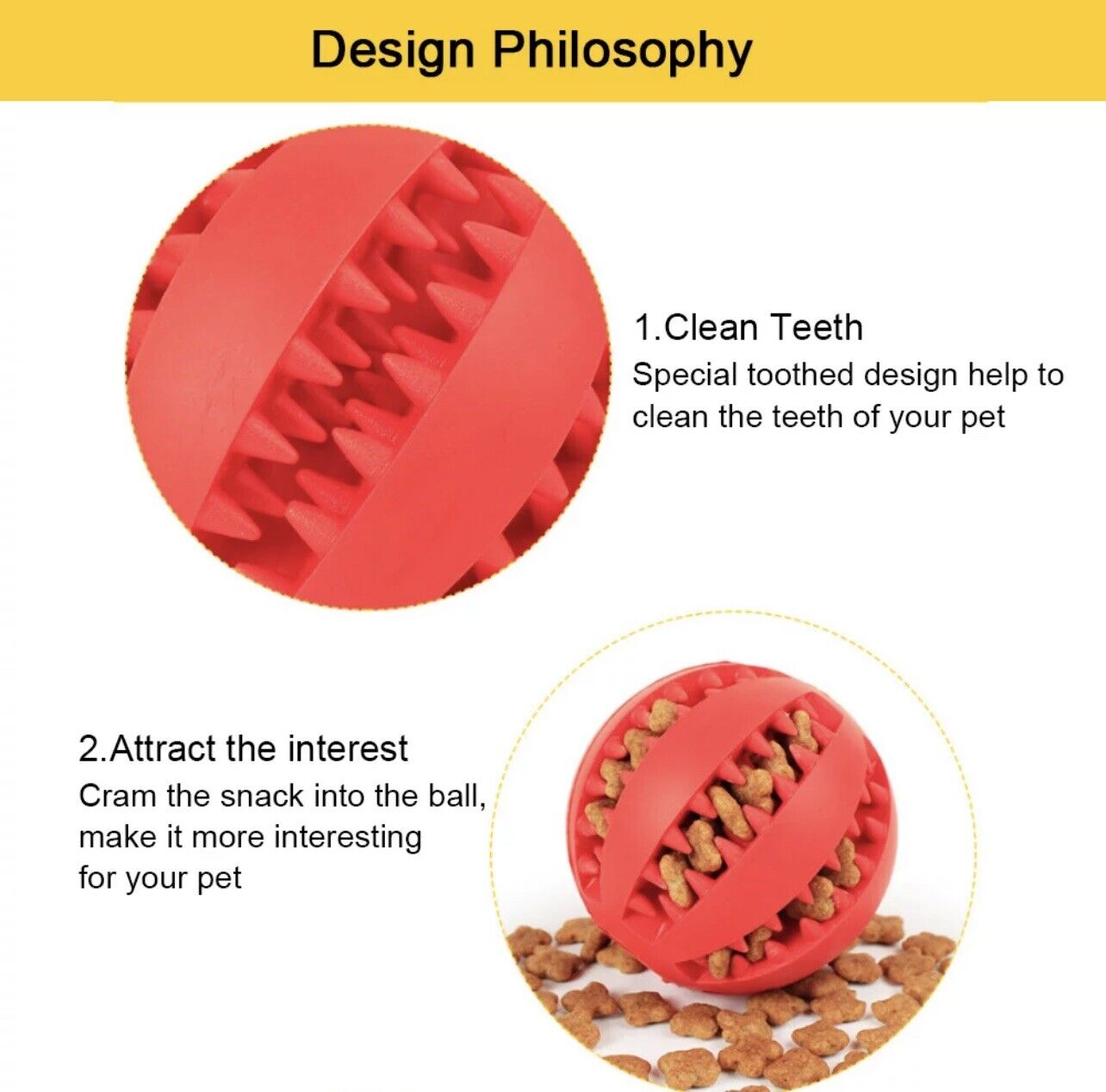 Interactive Rubber Ball | Tough Dog Toy with Treat Grooves | Engaging Fun for Dogs and Cats 5