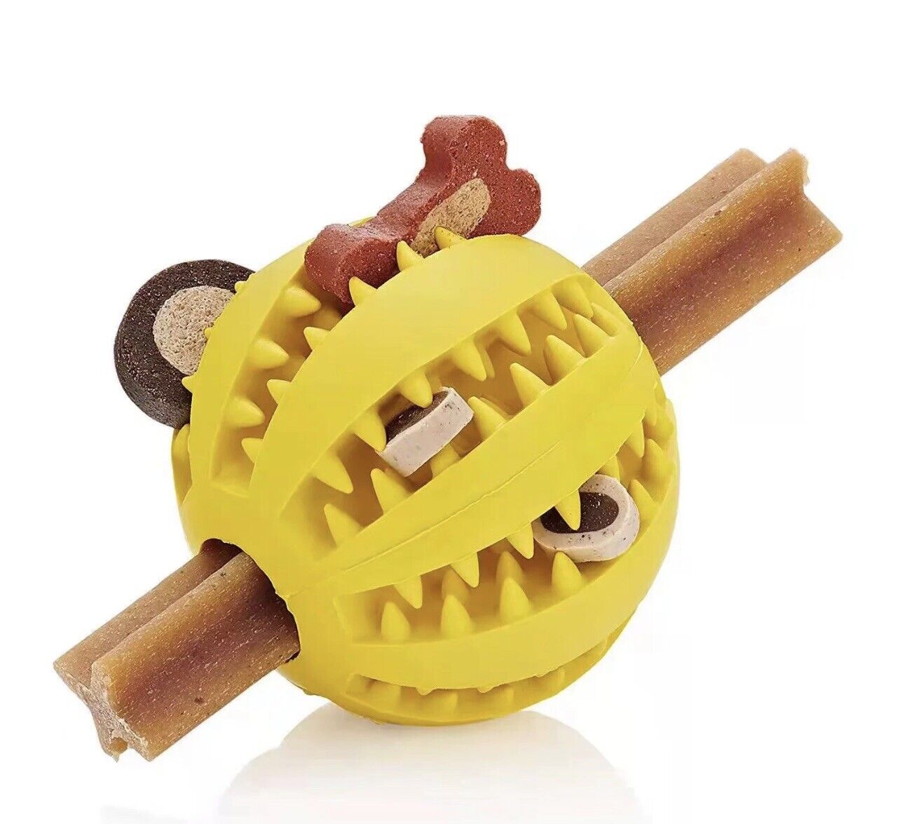 Interactive Rubber Ball | Tough Dog Toy with Treat Grooves | Engaging Fun for Dogs and Cats 7