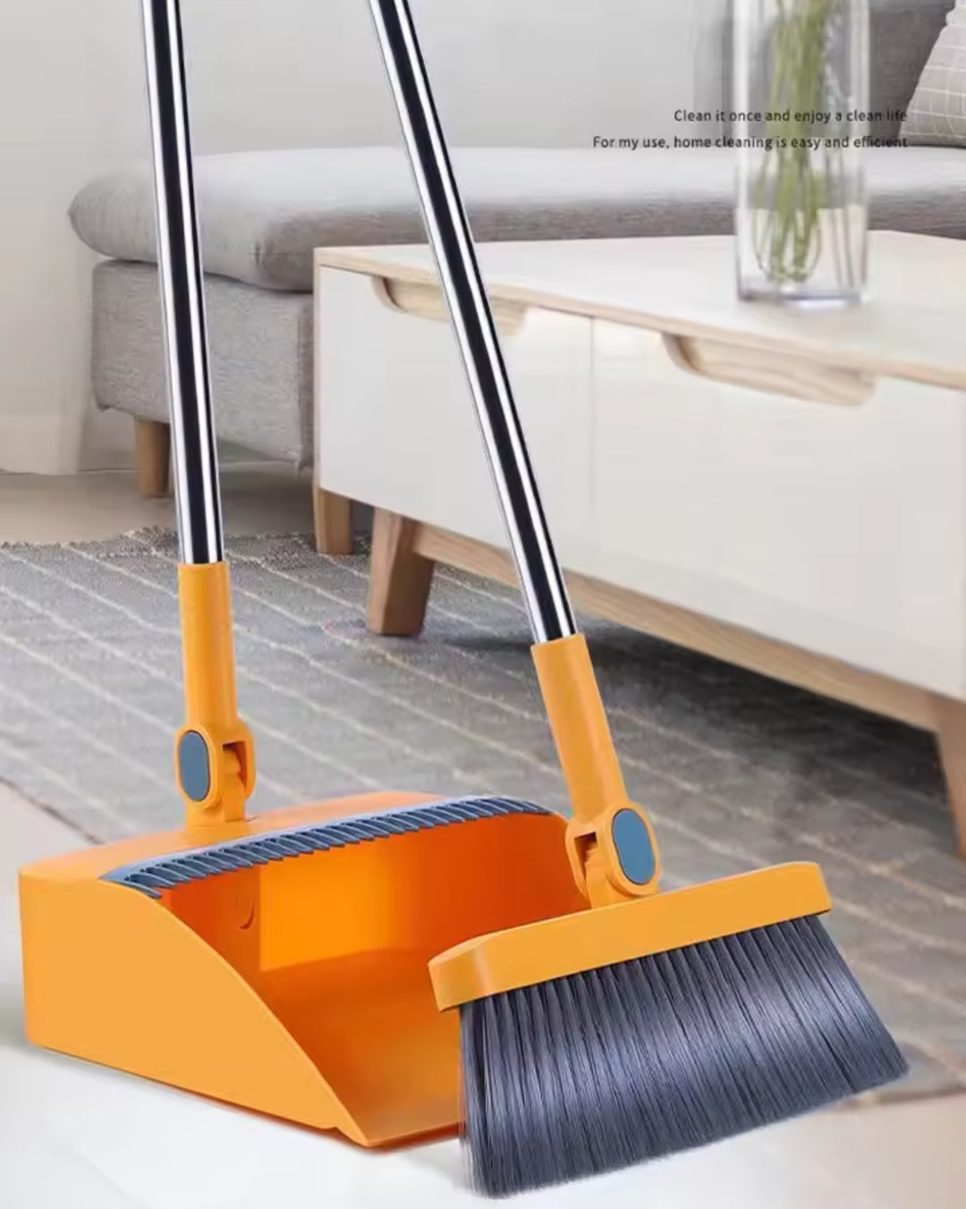 Magnetic Broom and Dustpan Set with Extended Handle for Effortless Cleaning 1