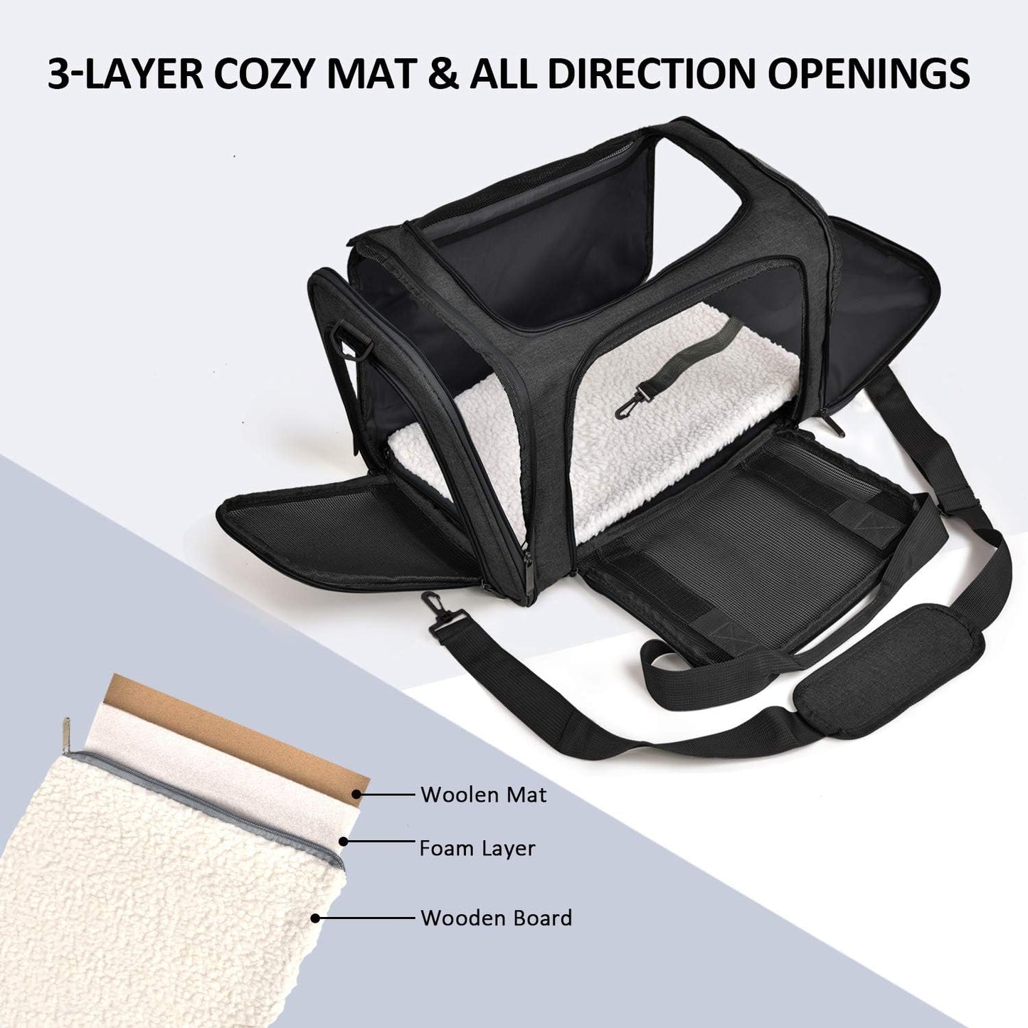 Pet Carrier Bag | Airline-Approved Cat & Dog Carrier with Comfortable 3-Layer Mat | Lightweight Travel Solution for Small Pets 6