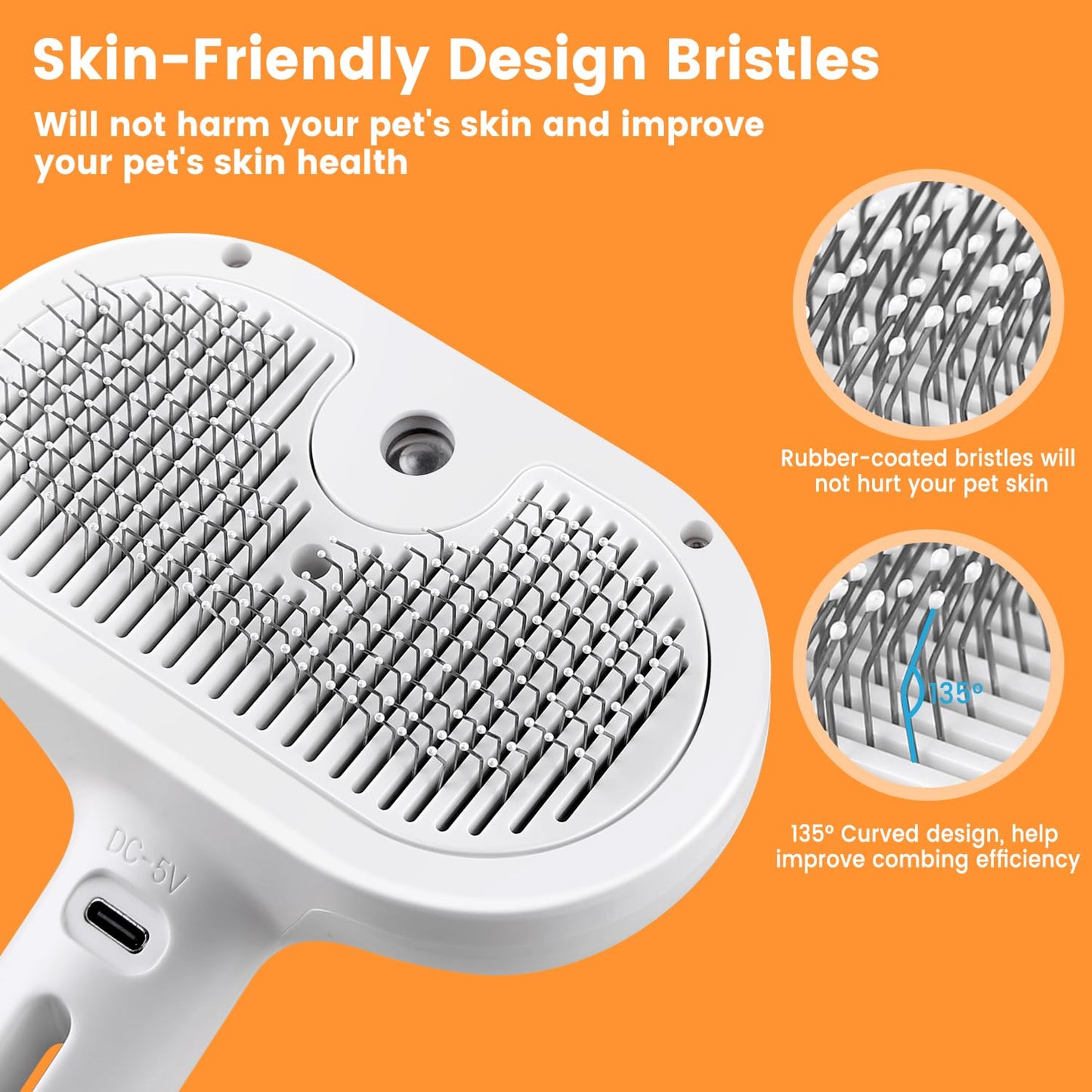 Pet Grooming Brush | Dog and Cat Grooming Brush with Innovative Spray Feature | Lightweight Design for Tangle-Free Grooming 3