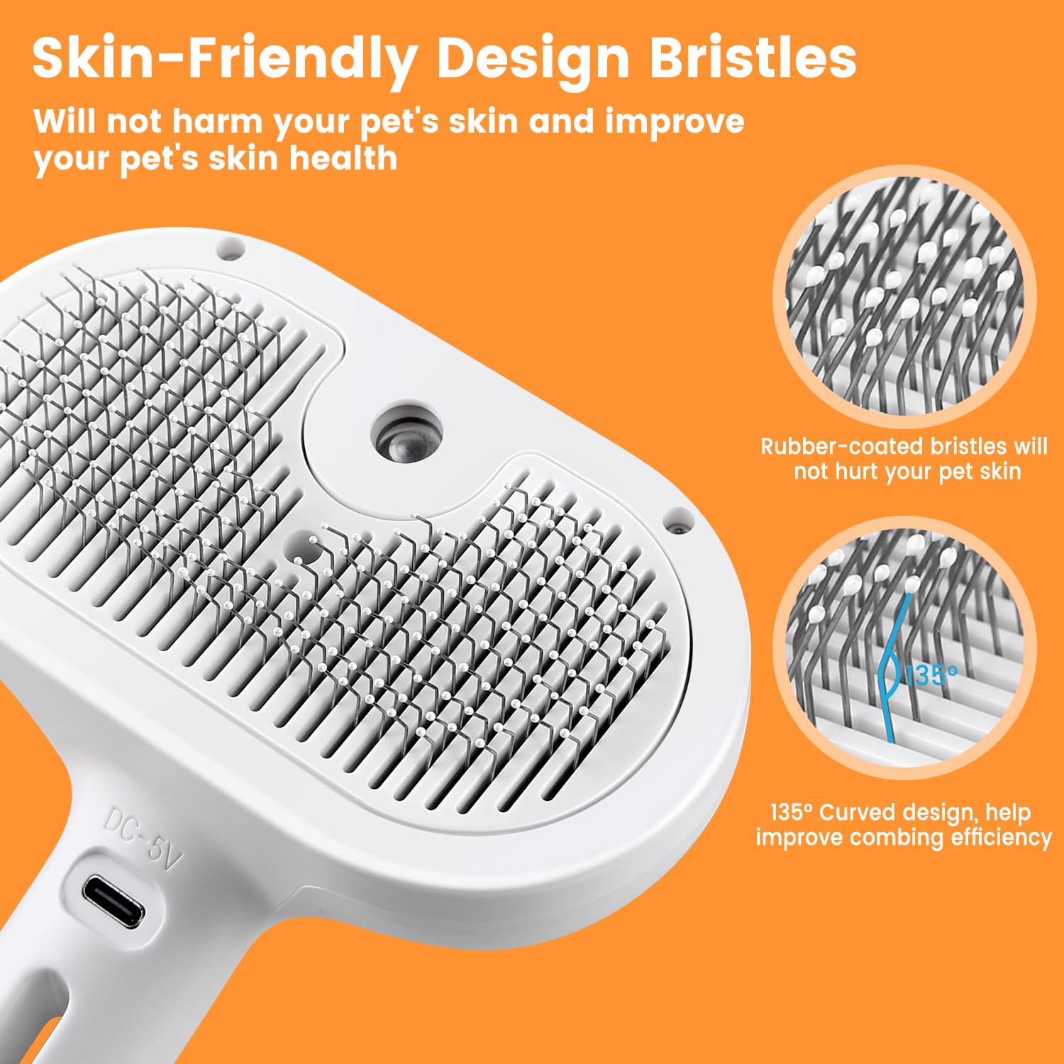 Pet Grooming Brush | Dog and Cat Grooming Brush with Innovative Spray Feature | Lightweight Design for Tangle-Free Grooming 3