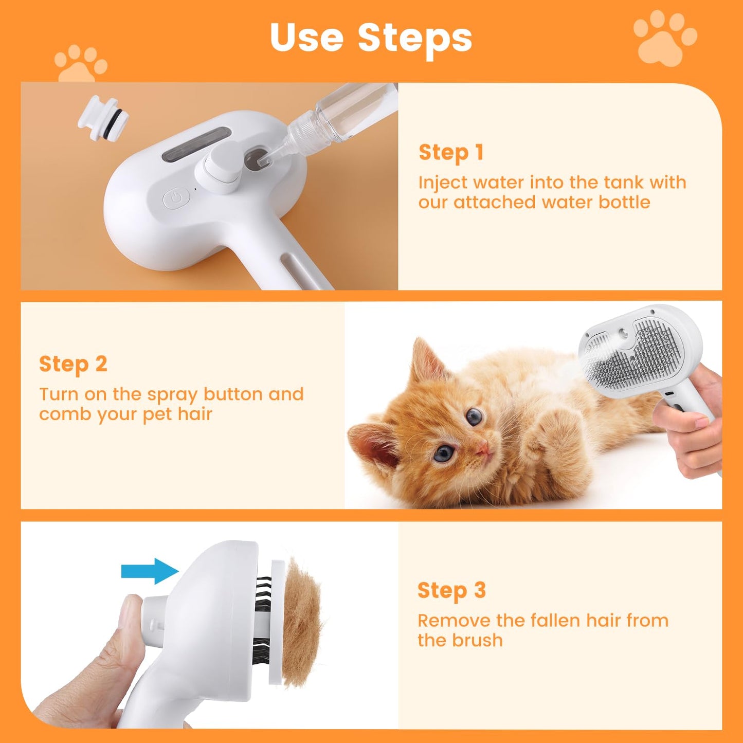 Pet Grooming Brush | Dog and Cat Grooming Brush with Innovative Spray Feature | Lightweight Design for Tangle-Free Grooming 5