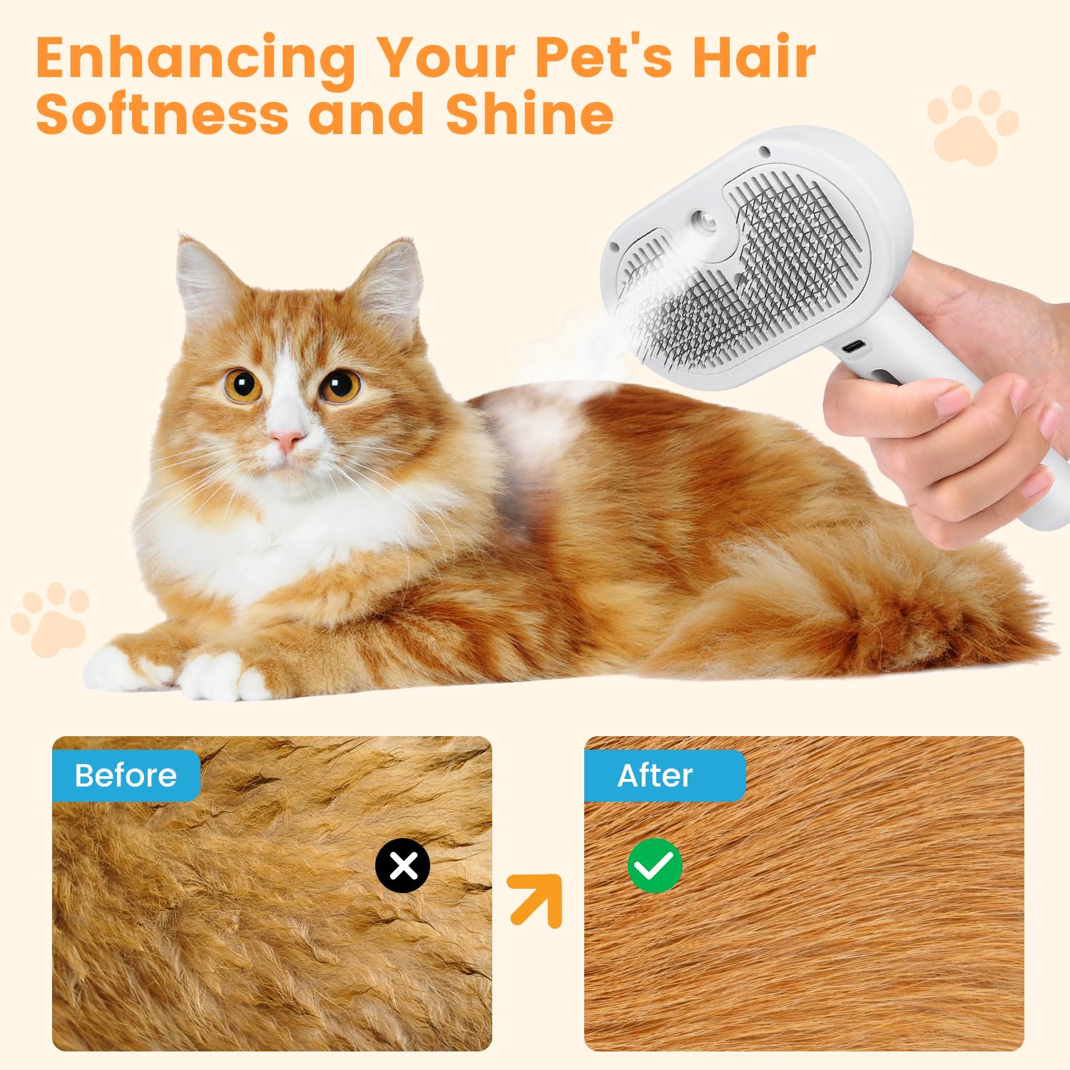 Pet Grooming Brush | Dog and Cat Grooming Brush with Innovative Spray Feature | Lightweight Design for Tangle-Free Grooming 7