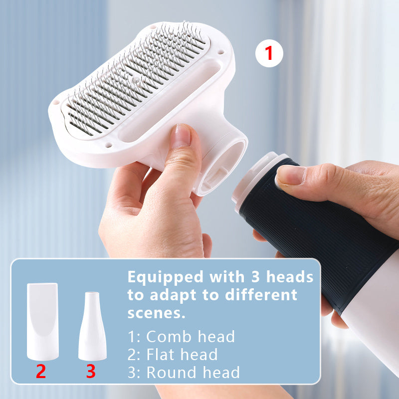 Pet Grooming Essentials | 3-in-1 Dog Brush & Hair Dryer with Adjustable Temperatures | Ergonomic Design for Safe Grooming 3