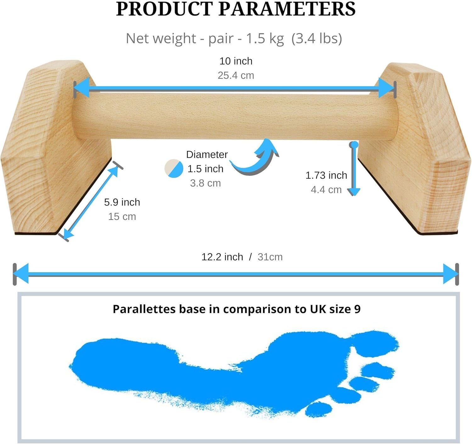 Wooden Push-Up Bars with Non-Slip Grip | Ergonomic Stands for Enhanced Stability 2
